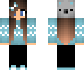 blue sweater girl with koala hat