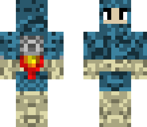 blue spacesuit with golden belt