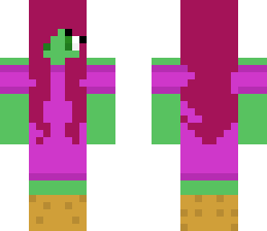 green girl with maroon hair