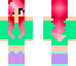 pink hair girl with neon dress