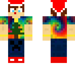 tie die boy with a head set in the chirstmas hat 