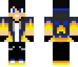 blue boy in fire