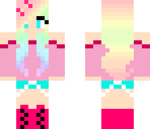 cute rainbow girl with hair bow