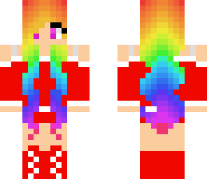 cute girl with long rainbow hair christmas theme