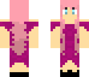 pink hair and purple dress