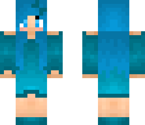 blue hair and blue dress girl