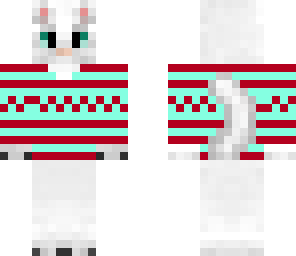white cat in a holiday sweater