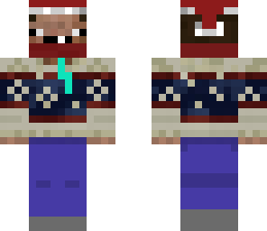 noob in christmas jumper and scarf and hat