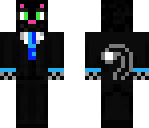black cat in a blue tuxedo