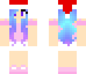 neon girl with santa hat 