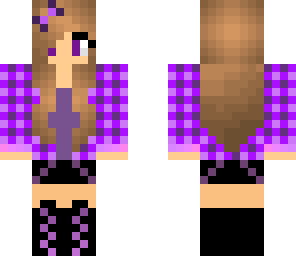 plurple plaid girl with full shirt