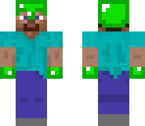 steve with a emeralds helmet