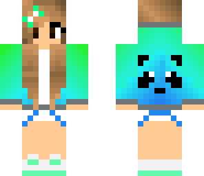 blue and green panda girl