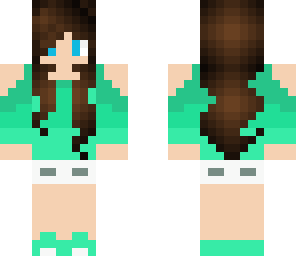 brown hair and blue eyes and turquoise top 