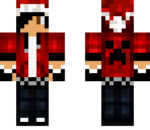red teenager in a christmas hat