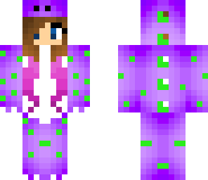 purple and green spotted dino girl