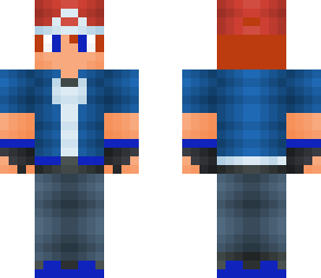 ash with red hair and blue eyes