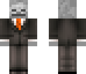 skeleton in a orange tux 