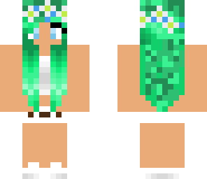 cute green hair flower girl