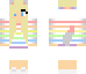 pastel rainbow cat girl