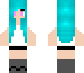 the girl with the white blouse and blue hair