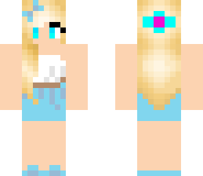 blue and white dress girl