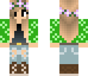 flower green girl skin