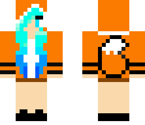 little fox with blue hair