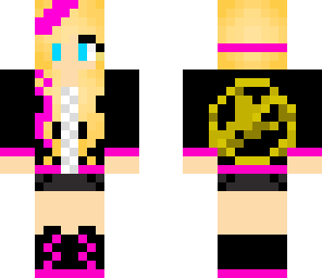 hunger games girl with pink highlights
