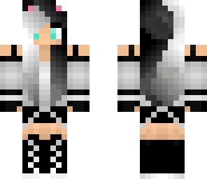 black and white cat girl