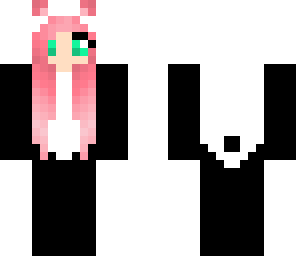 pink hair panda onesie girl