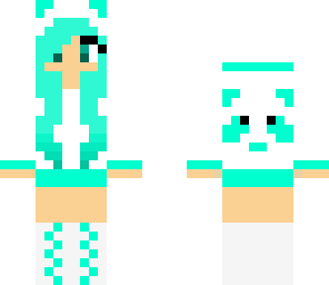 greenish- blueish panda hoodie girl