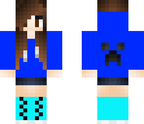 creeper girl with blue hoodie