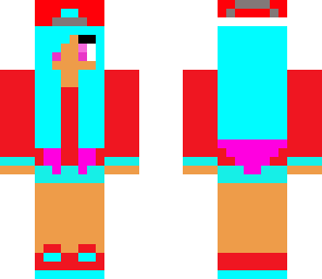 tomboy with blue hair and pink eyes