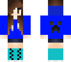 blue hoodie creeper girl