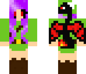 purple haired ben drowned girl with a dragon