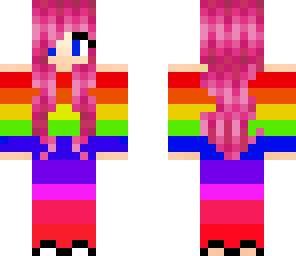pink hair rainbow girl