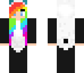 cute rainbow hair panda onsie