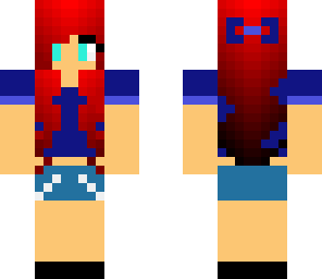 red hair blue bow