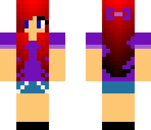 red hair purple bow