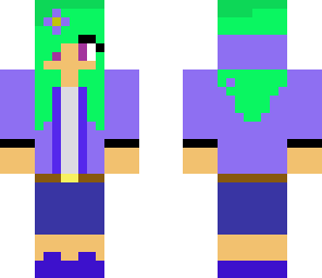 green hair girl w purple jacket