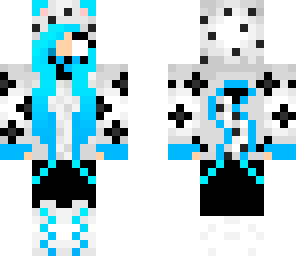 half herobrine snow leopard girl