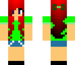 red hair green bow