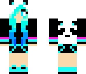 cute neon black panda girl