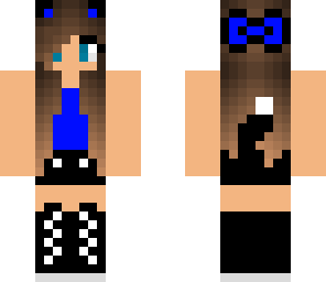 blue black and white cat girl
