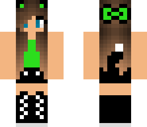 green white and black cat girl