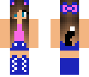 pink blue and white cat girl