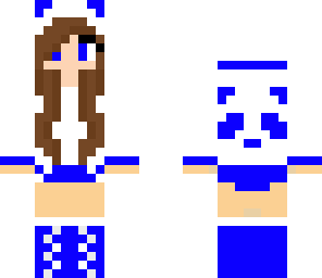 brown hair panda blue girl