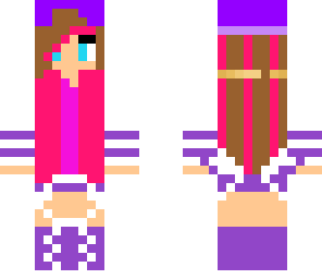 school girl with pink hair