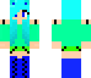 green and blue wolf girl